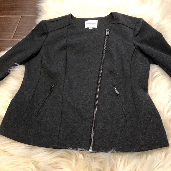 Catherine Malandrino Ponte Moto Jacket charcoal sz small - Picture 3 of 9
